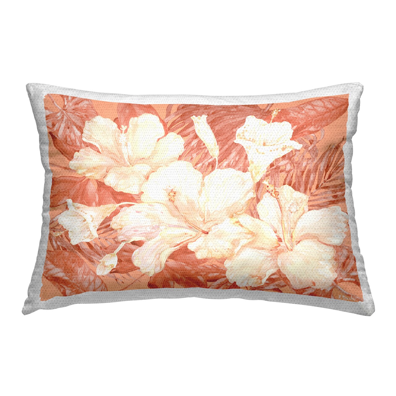 Bright Hibiscus Bundle Outdoor Printed Pillow Design by Paul Brent, 14 x 7 x 20